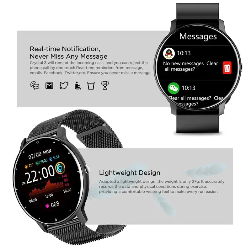 Samsung Smart Watch Full Touch Screen Sports Fitness Watch Blood Pressure Sleep Monitoring Fitness Tracker Android iOS pedometer