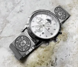 Skull Bones Engraved Watch Band for 22mm 24mm 25mm Lugs Traditional Casual Luxury and Smartwatches Silver Color Stainless Steel Strap Bracelet SC3