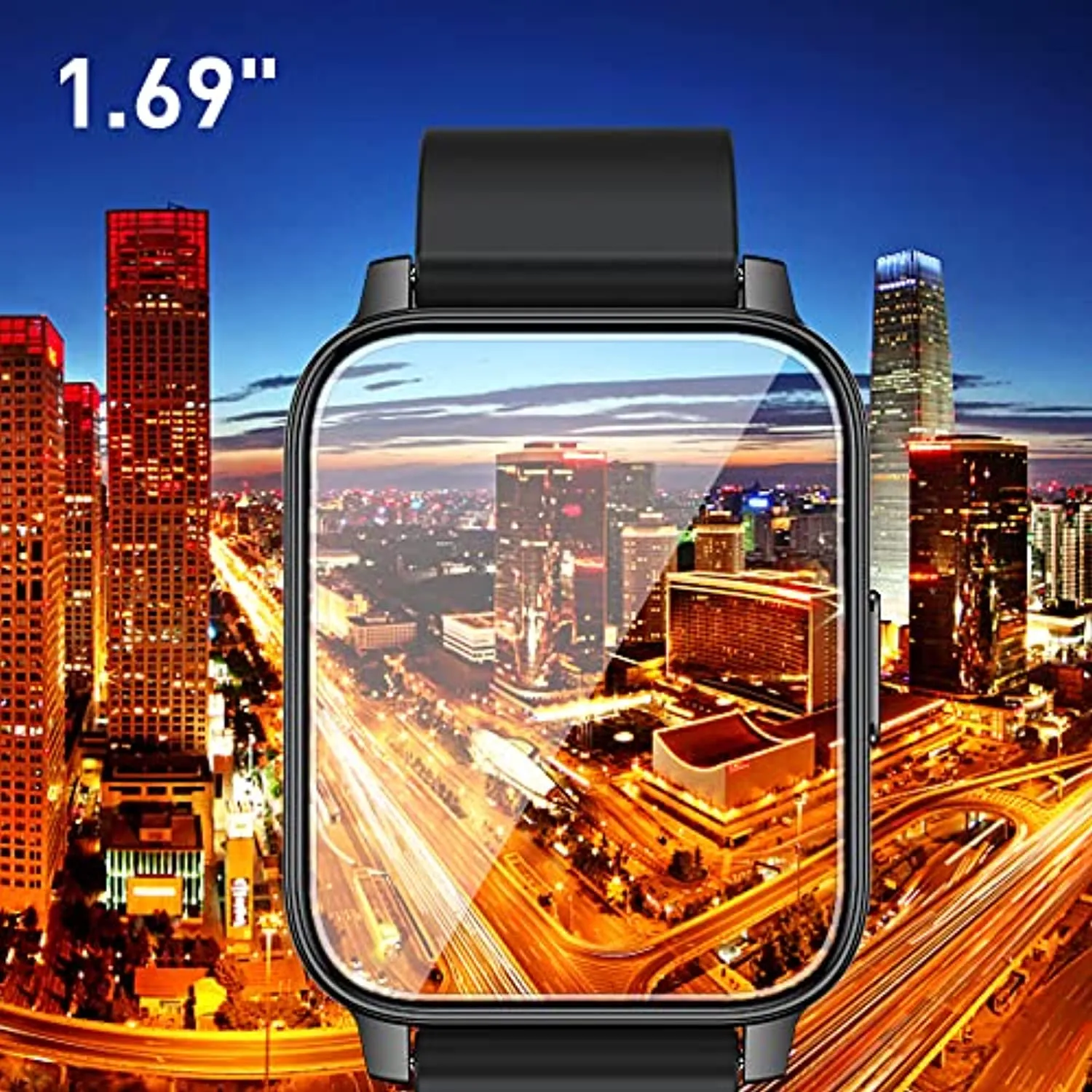 Smart Watch, 1.69 inch Fitness Tracker, Smartwatch with Heart Rate/Sleep Monitor, Calorie/Step Counter Activity Tracker, Stopwatch, Blood Oxygen Monitor, IP67 Waterproof Fitness Watch for Men
