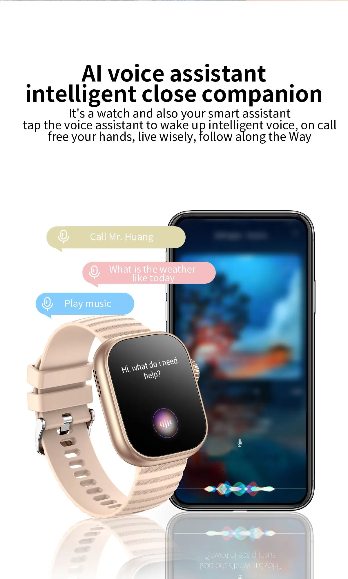 Smart Watch 2.01" Inch Heart Rate Blood Pressure Blood Oxygen Fitness Tracker for Women Men
