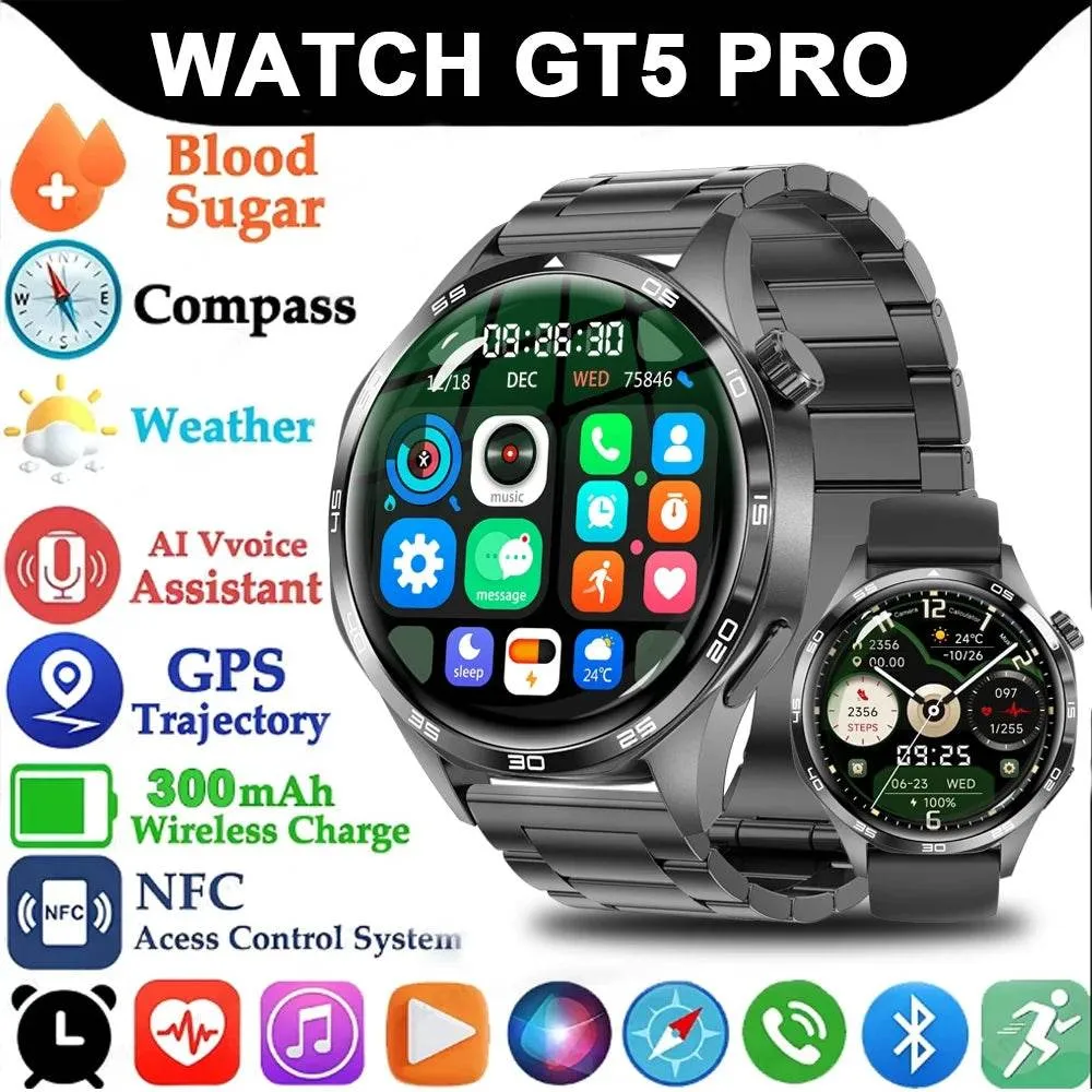 Smart Watch for HUAWEI GT5 Pro GPS NFC  Men 360*360 AMOLED Screen Heart rate Bluetooth Call IP67 Waterproof Man Smartwatch