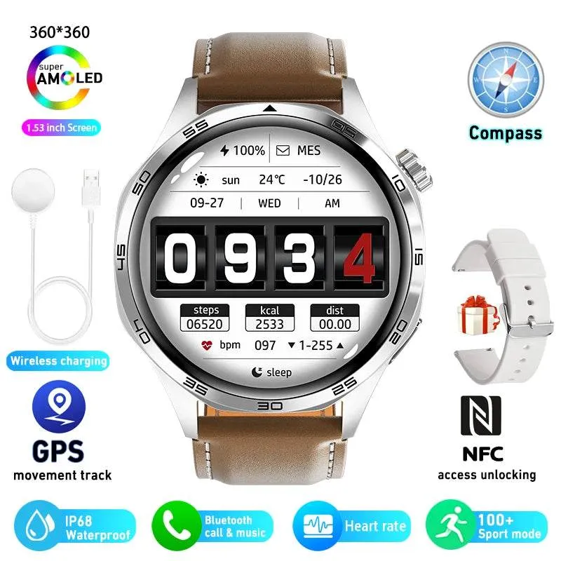 Smart Watch for HUAWEI GT5 Pro GPS NFC  Men 360*360 AMOLED Screen Heart rate Bluetooth Call IP67 Waterproof Man Smartwatch