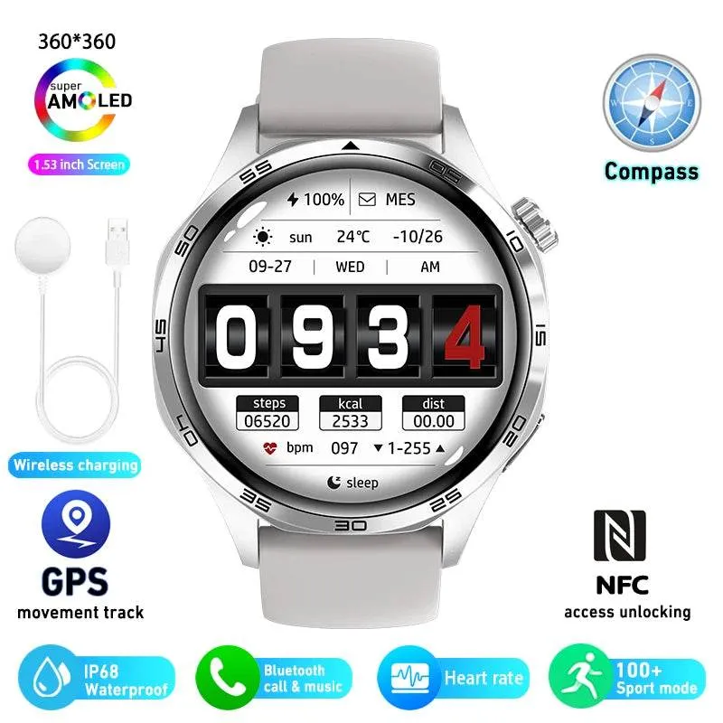 Smart Watch for HUAWEI GT5 Pro GPS NFC  Men 360*360 AMOLED Screen Heart rate Bluetooth Call IP67 Waterproof Man Smartwatch