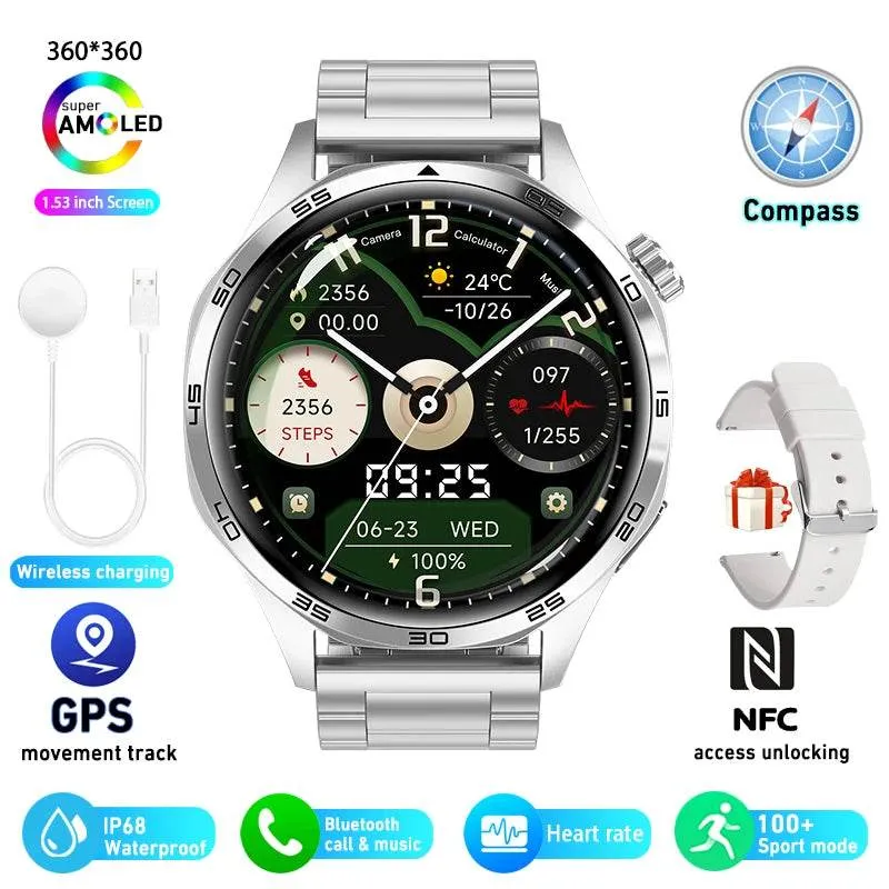 Smart Watch for HUAWEI GT5 Pro GPS NFC  Men 360*360 AMOLED Screen Heart rate Bluetooth Call IP67 Waterproof Man Smartwatch