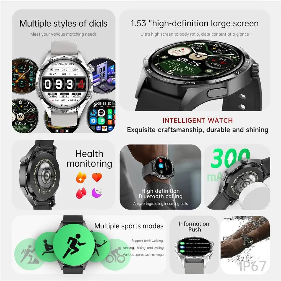 Smart Watch for HUAWEI GT5 Pro GPS NFC  Men 360*360 AMOLED Screen Heart rate Bluetooth Call IP67 Waterproof Man Smartwatch