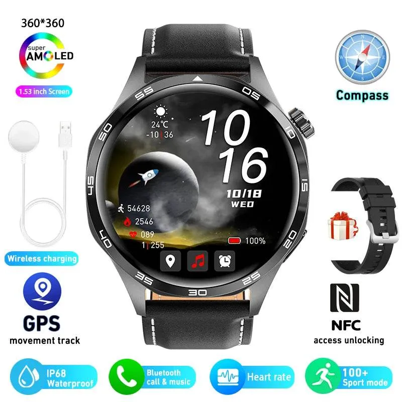 Smart Watch for HUAWEI GT5 Pro GPS NFC  Men 360*360 AMOLED Screen Heart rate Bluetooth Call IP67 Waterproof Man Smartwatch
