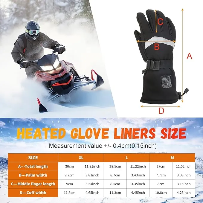 SoulBay Electric Heated Gloves for Men Women with Rechargeable Battery Pack 3 Adjustable Temp Mode 149°F Max, Touch Screen Water Resistant Thermal Gloves for Outdoor Cycling Skiing Winter Gear