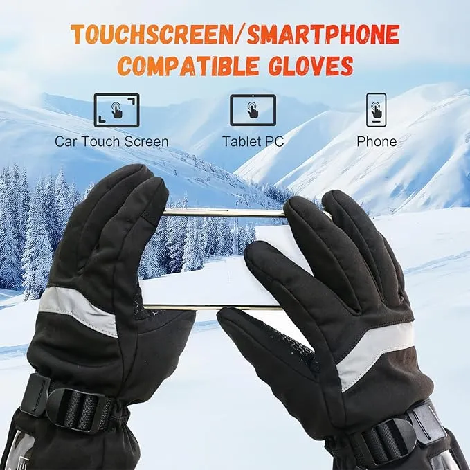 SoulBay Electric Heated Gloves for Men Women with Rechargeable Battery Pack 3 Adjustable Temp Mode 149°F Max, Touch Screen Water Resistant Thermal Gloves for Outdoor Cycling Skiing Winter Gear