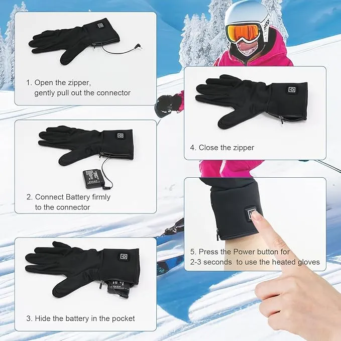 SoulBay Electric Heated Gloves for Men Women with Rechargeable Battery Pack 3 Adjustable Temp Mode 149°F Max, Touch Screen Water Resistant Thermal Gloves for Outdoor Cycling Skiing Winter Gear
