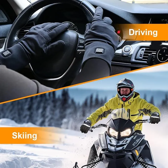 SoulBay Electric Heated Gloves for Men Women with Rechargeable Battery Pack 3 Adjustable Temp Mode 149°F Max, Touch Screen Water Resistant Thermal Gloves for Outdoor Cycling Skiing Winter Gear