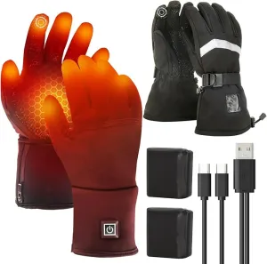 SoulBay Electric Heated Gloves for Men Women with Rechargeable Battery Pack 3 Adjustable Temp Mode 149°F Max, Touch Screen Water Resistant Thermal Gloves for Outdoor Cycling Skiing Winter Gear