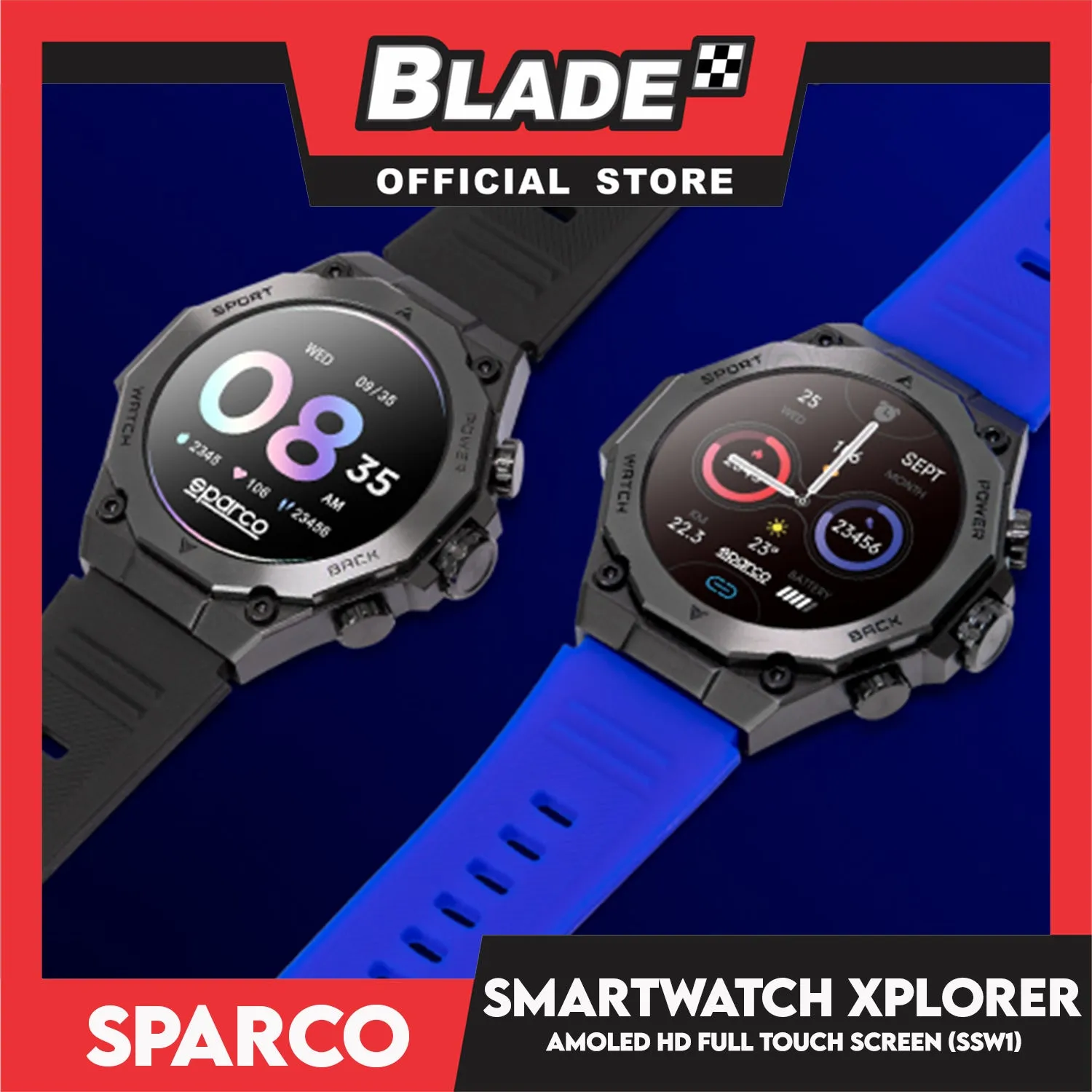Sparco Smartwatch Xplorer (SSW1) Multifunctional Amoled HD Full Touch Screen