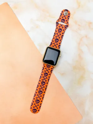 Spooky Skull Printed Silicone Smart Watch Band