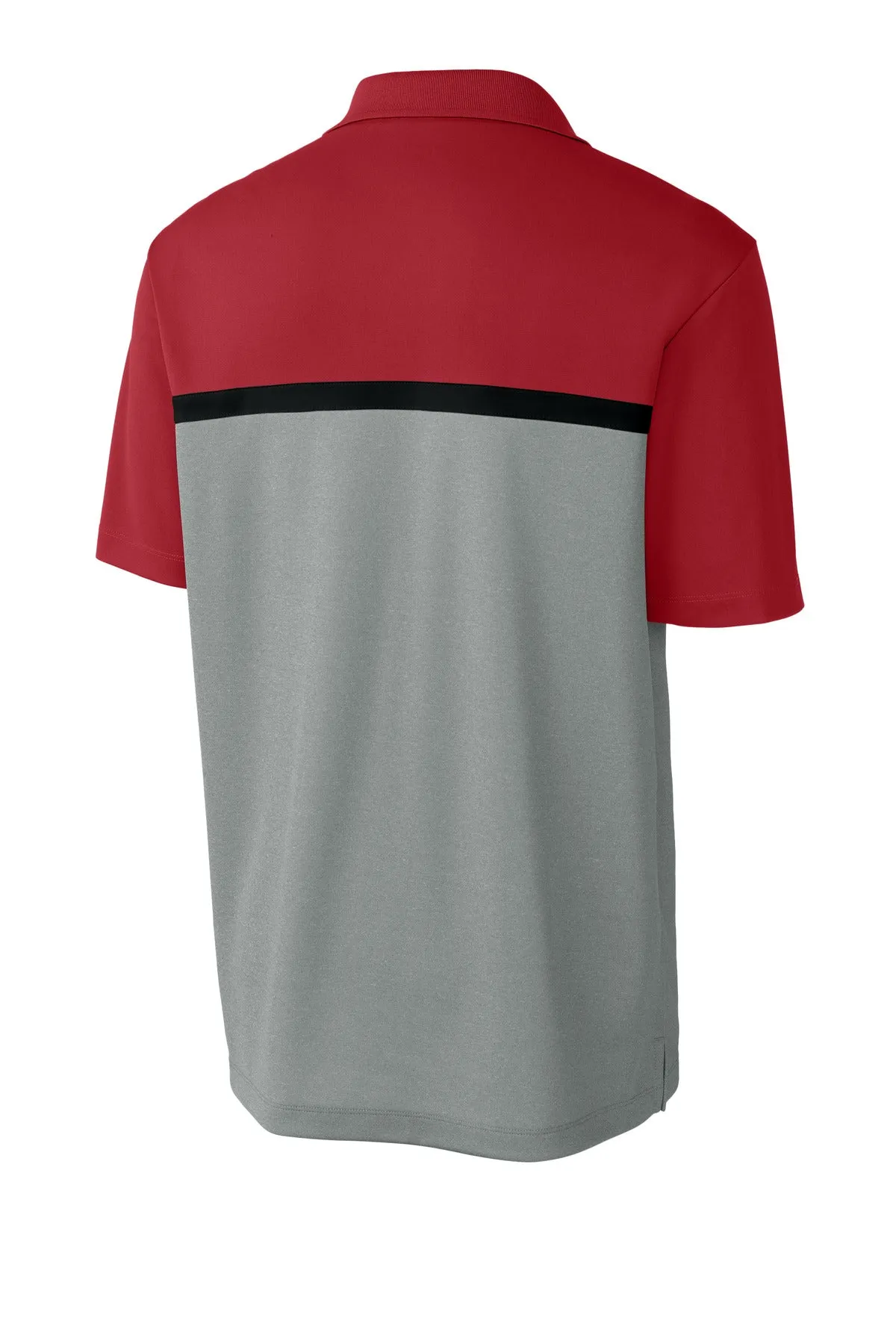 Sport-Tek UV Micropique Colorblock Polo ST741 Deep Red/ Grey Concrete Heather/ Black