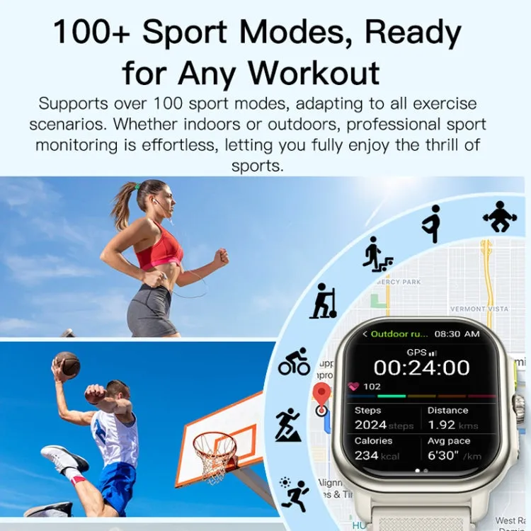 Sports Smart Watch 2.06 Inch Ultra HD AMOLED Screen Bluetooth Talking Watch(White)