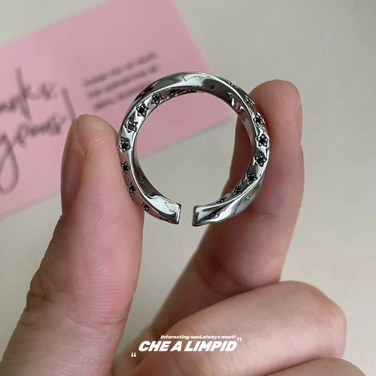 Starry Patterned Twisted Ring