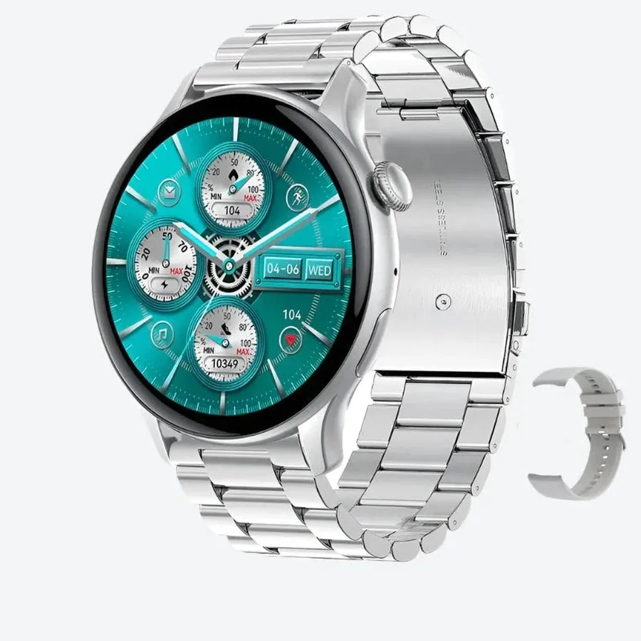 Steel Band Health Tracking Smartwatches