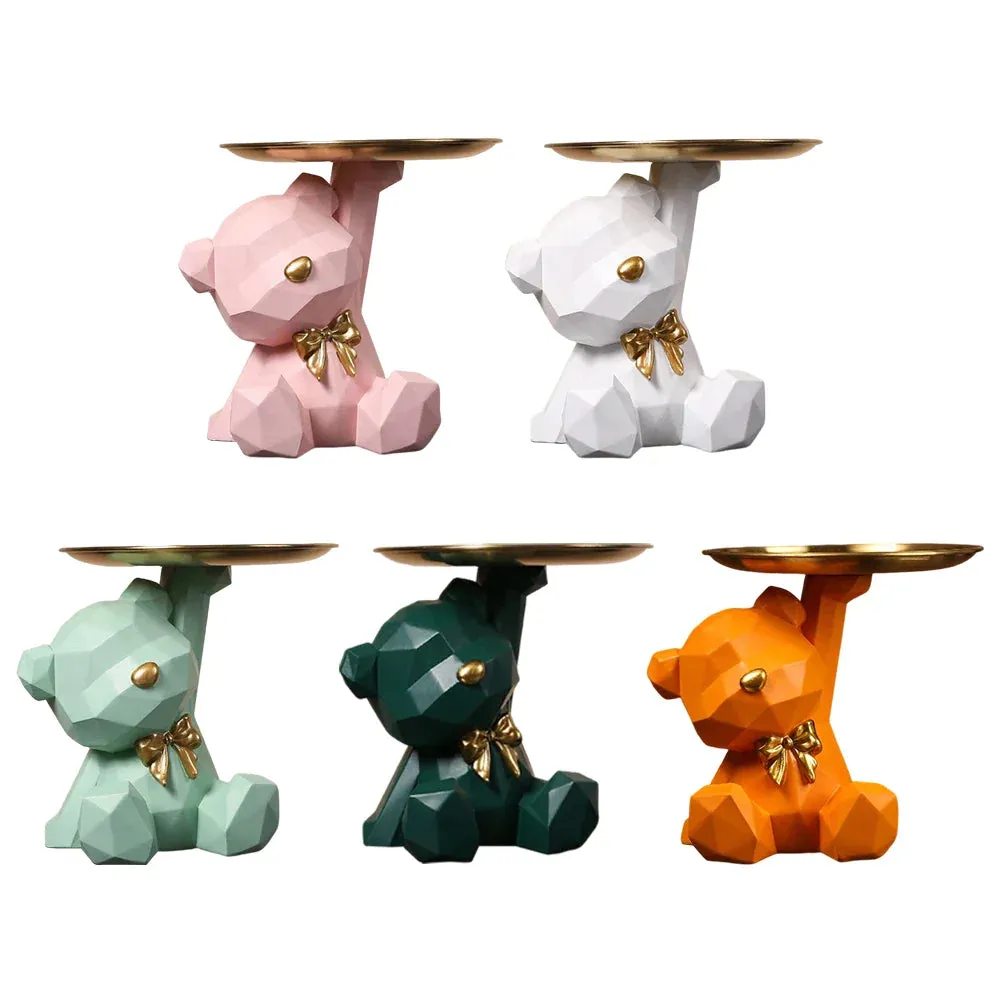 Storage Sculpture Entrance Crafts Geometric Bear Resin Desk Decoration Candy Sundries Household Supplies for Office Coffee Shop