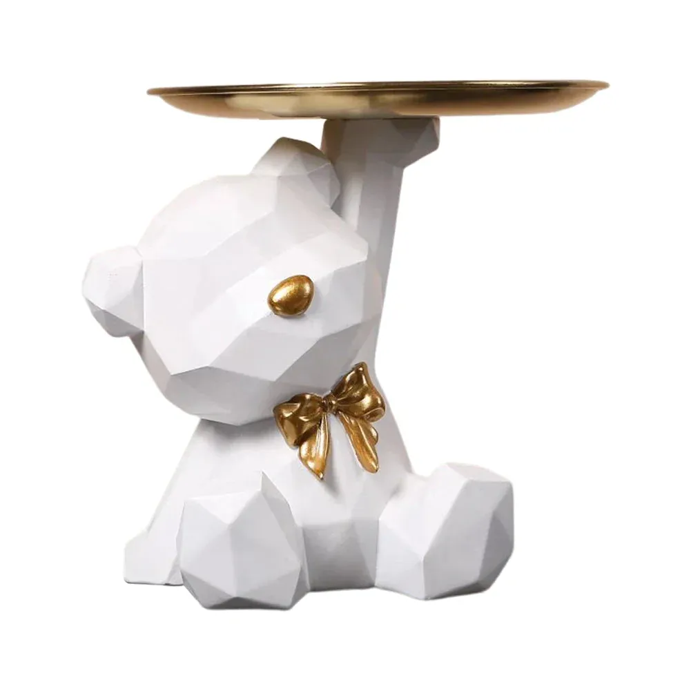 Storage Sculpture Entrance Crafts Geometric Bear Resin Desk Decoration Candy Sundries Household Supplies for Office Coffee Shop