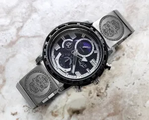 Sugar Skull Engraved Watch Band for 22mm 24mm 25mm Lugs Traditional Casual Luxury and Smartwatches Silver Color Stainless Steel Bracelet Strap SS2