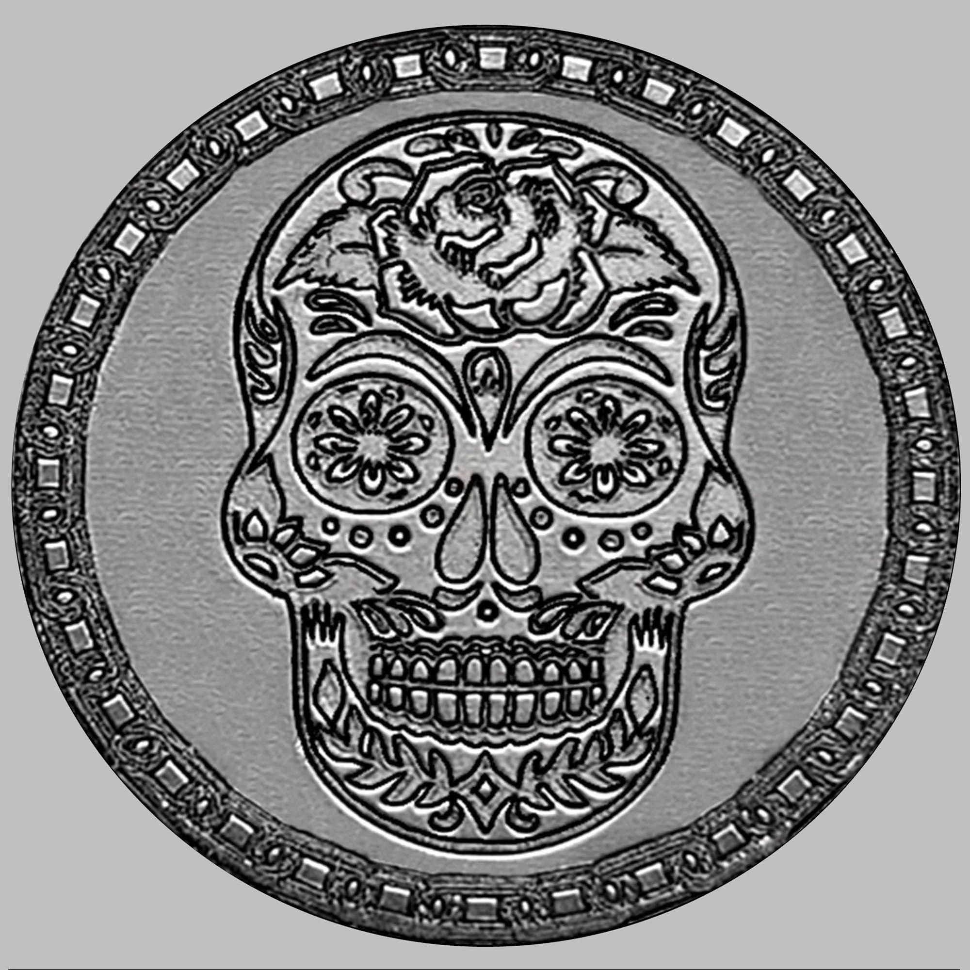 Sugar Skull Engraved Watch Band for 22mm 24mm 25mm Lugs Traditional Casual Luxury and Smartwatches Silver Color Stainless Steel Bracelet Strap SS2