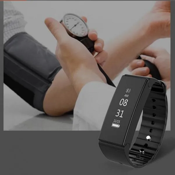 T2 Blood Pressure Heart Rate Monitor Bluetooth Smart Wristband For Phones Black