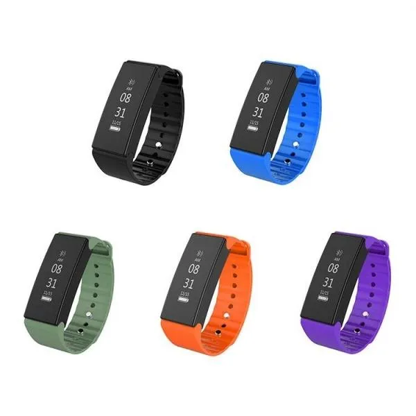 T2 Blood Pressure Heart Rate Monitor Bluetooth Smart Wristband For Phones Black