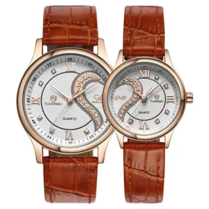 TIANNBU Couples Watch Pair with Leather Band