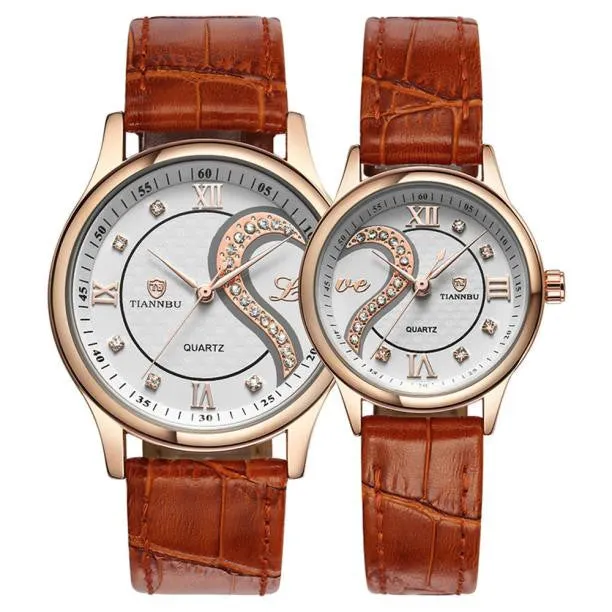 TIANNBU Couples Watch Pair with Leather Band