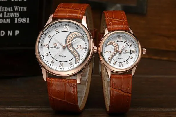 TIANNBU Couples Watch Pair with Leather Band