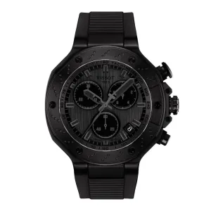 Tissot T-Race Chronograph Mens Black Tone Black Rubber Strap Watch