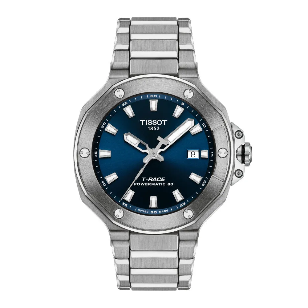 Tissot T-Race Powermatic 80 Mens Stainless Steel Blue Dial Watch