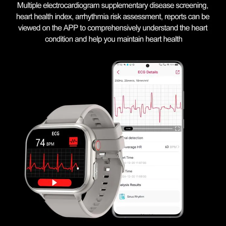TK17 1.91 inch Horizontal Screen Leather Strap Smart Watch Supports ECG Electrocardiogram(Black)
