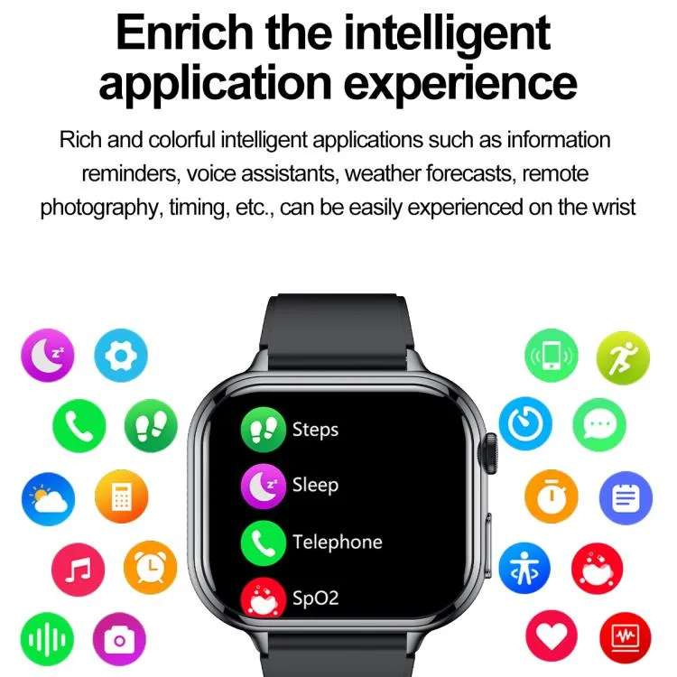 TK17 1.91 inch Horizontal Screen Leather Strap Smart Watch Supports ECG Electrocardiogram(Black)