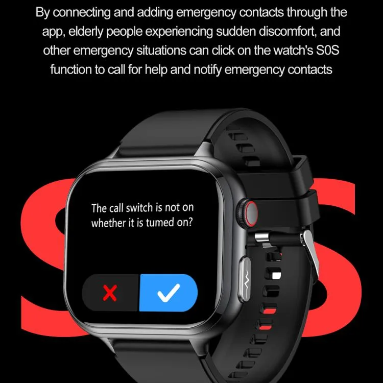 TK17 1.91 inch Horizontal Screen Leather Strap Smart Watch Supports ECG Electrocardiogram(Black)