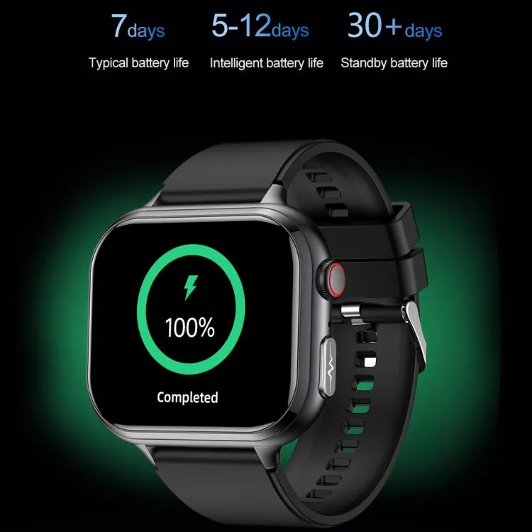 TK17 1.91 inch Horizontal Screen Leather Strap Smart Watch Supports ECG Electrocardiogram(Black)
