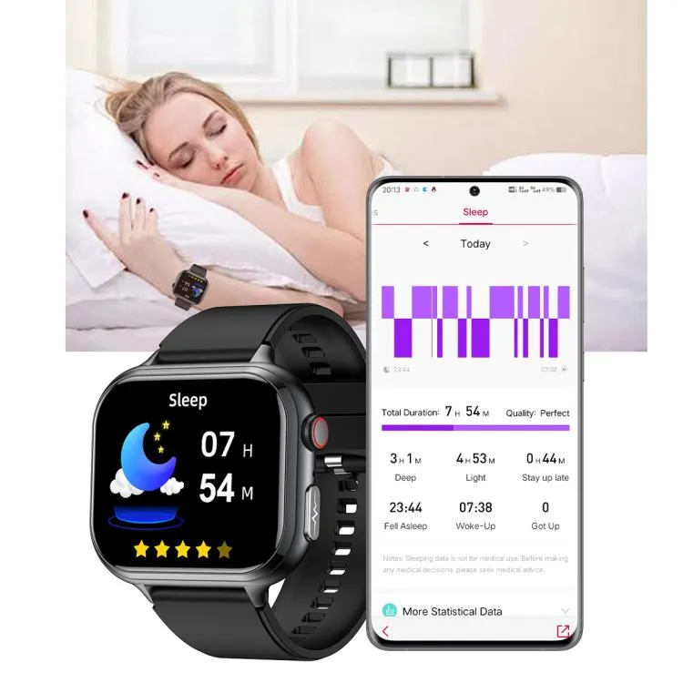TK17 1.91 inch Horizontal Screen Leather Strap Smart Watch Supports ECG Electrocardiogram(Black)