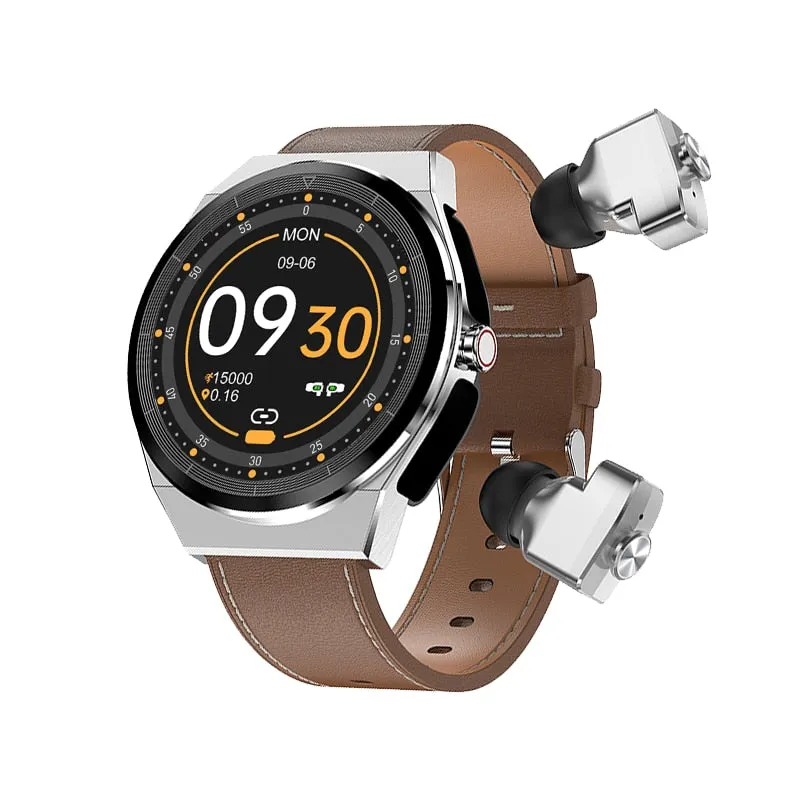 TWS 2 in 1 Bluetooth Call Headset  Music Play Earbuds Sport Fitness Smart watch