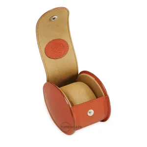 Underwood (London) - Single Round Watch Storage Case in Tan Leather