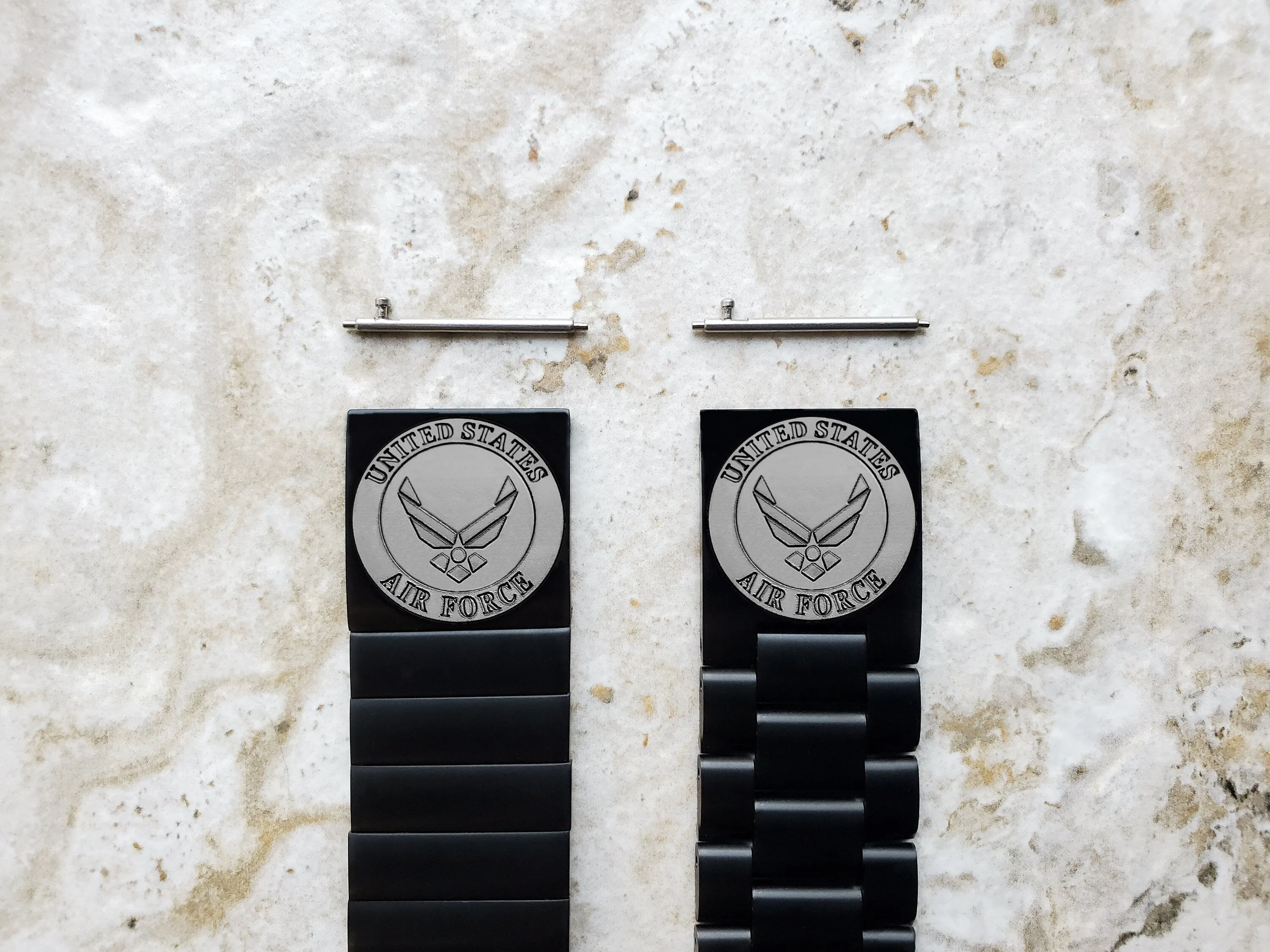 US Air Force Engraved Watch Band for 22mm Width Lugs Traditional Casual Luxury and Smartwatches Black Stainless Steel Strap Bracelet AF3