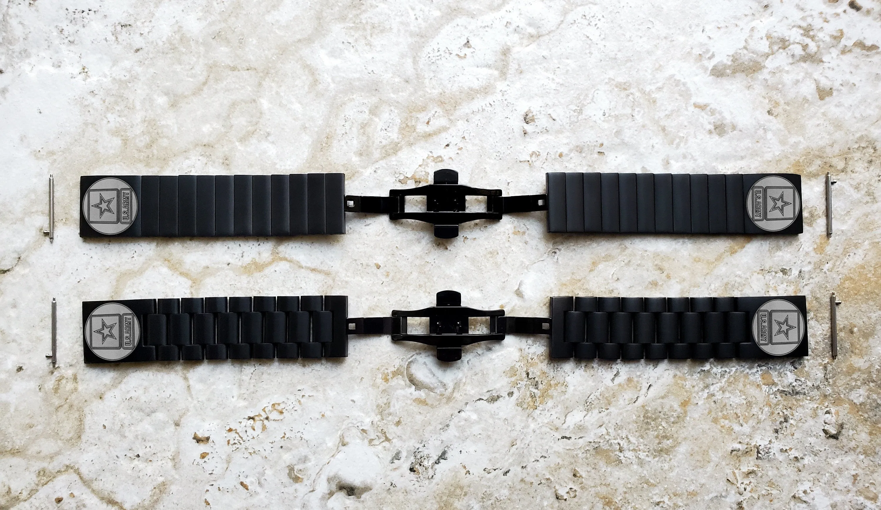 US Army Engraved Watch Band for 22mm Width Lugs Traditional Casual Luxury and Smartwatches Black Color Stainless Steel Strap Bracelet US1