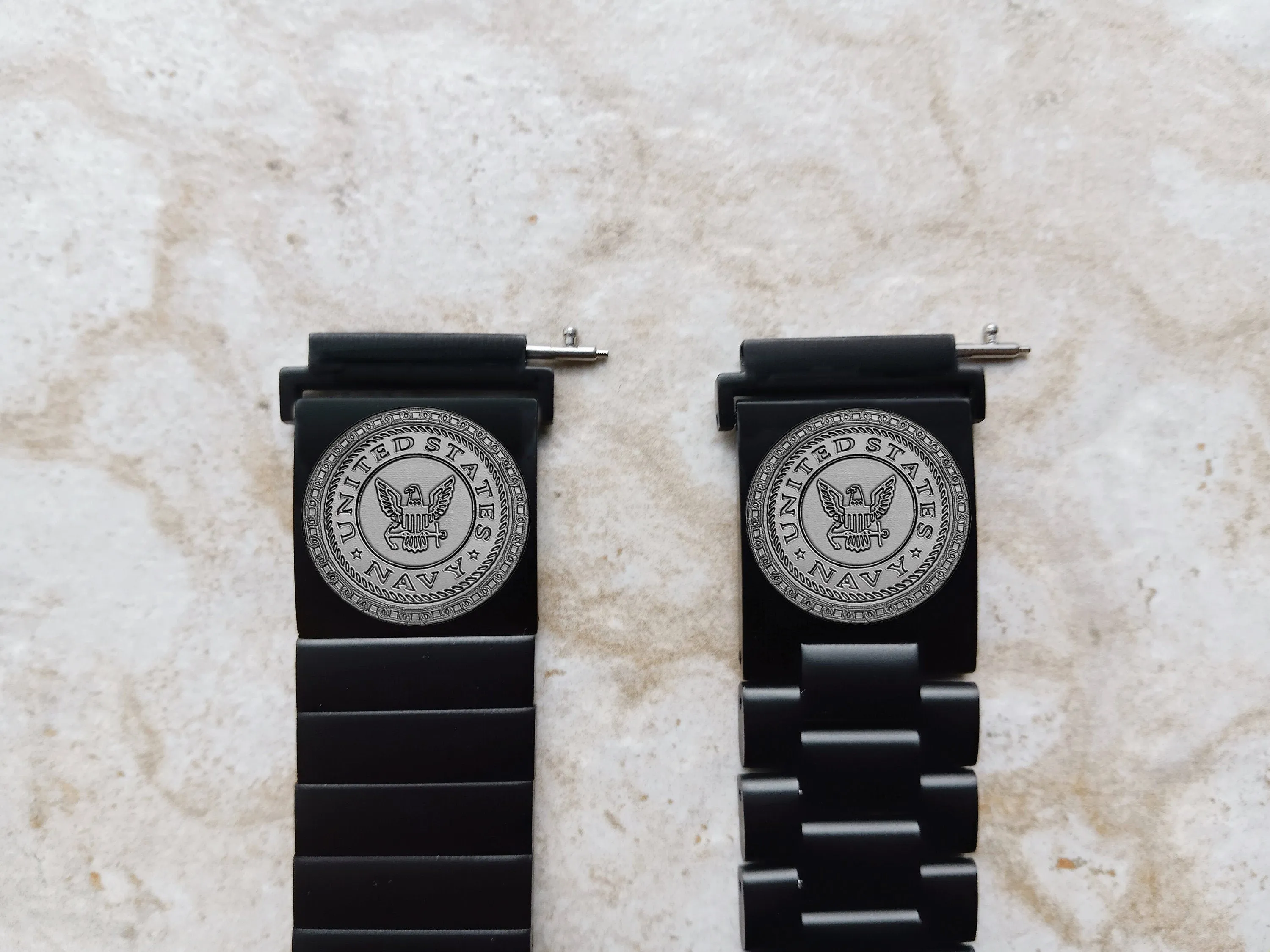US Navy Engraved Watch Band for 20mm Width Lugs Traditional Casual Luxury and Smartwatches Black Stainless Steel Strap Bracelet NE1 -A20