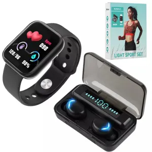 Valdus 2 in 1 Sport Set F9 EarphoneWireless with Smart Watch Waterproof (Black)