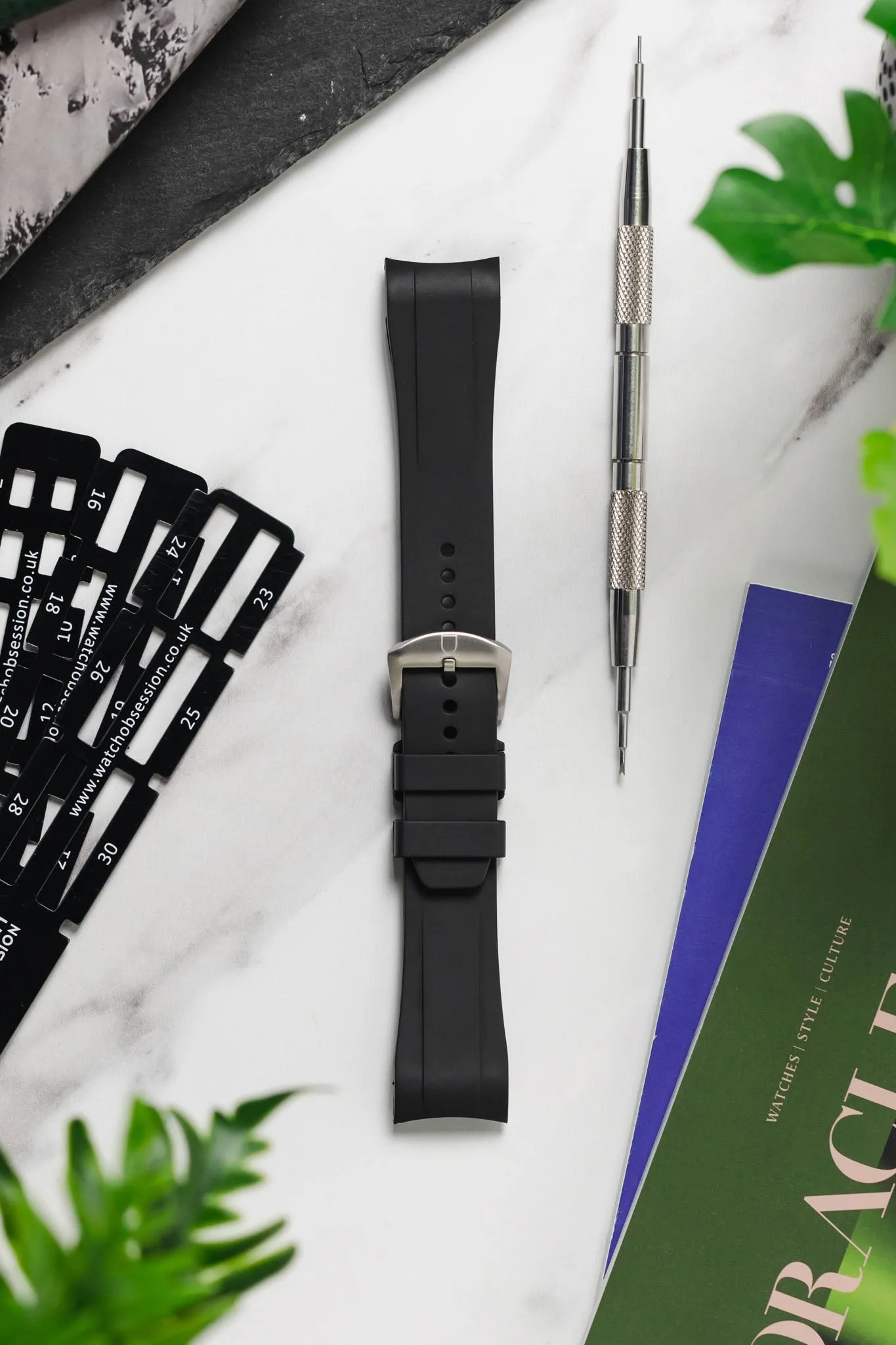 VANGUARD Rubber Watch Strap for Tudor Heritage Chrono in BLACK