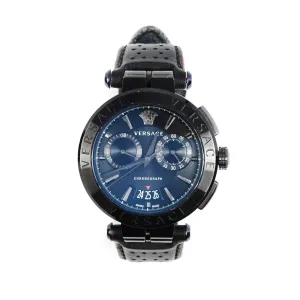 Versace VE1D00519 Chronograph Black Leather Steel 45mm Mens Watch