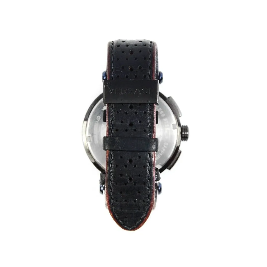 Versace VE1D00519 Chronograph Black Leather Steel 45mm Mens Watch