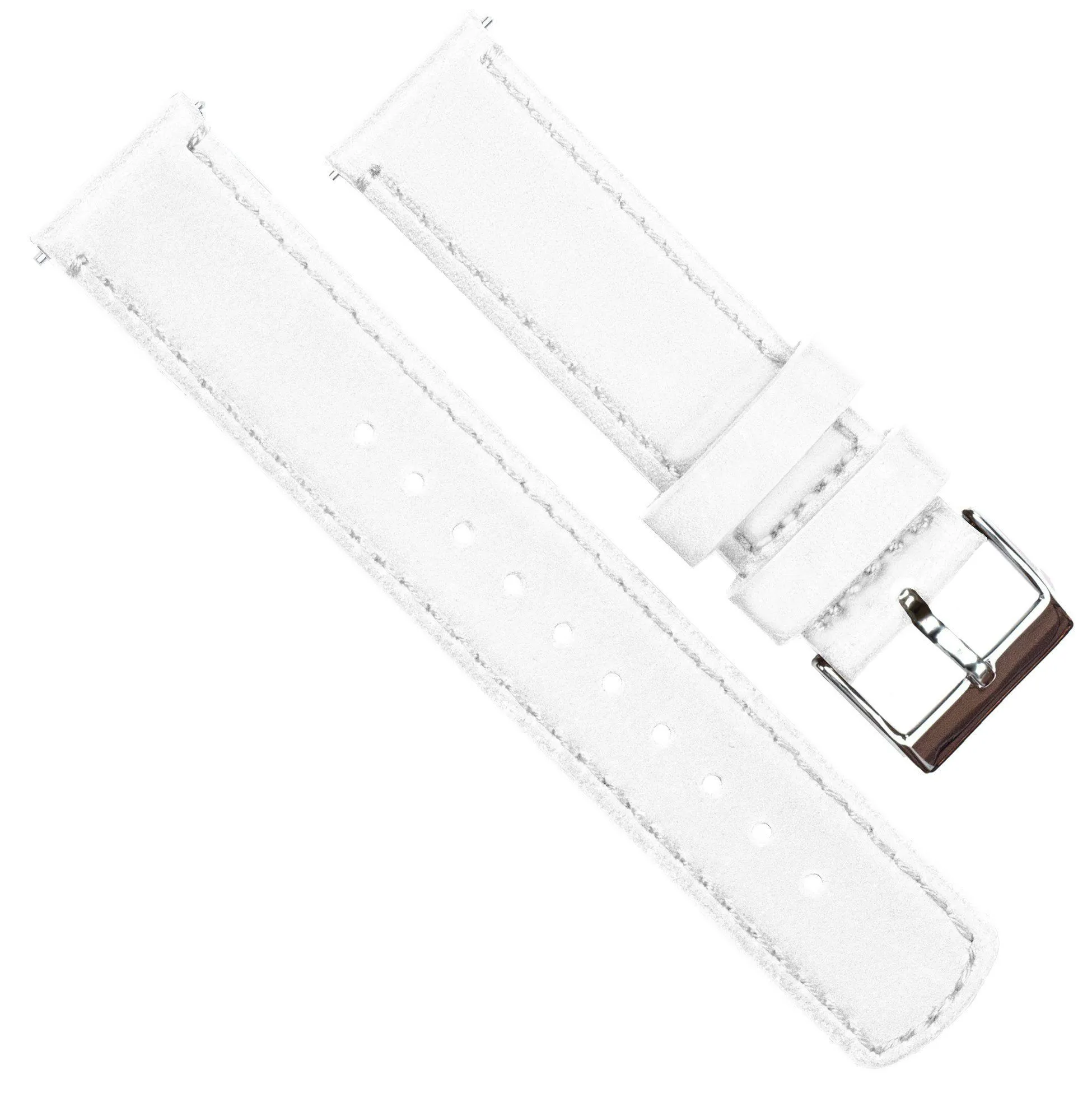 White Leather White Stitching Watch Band (21mm, 23mm, 24mm SALE)