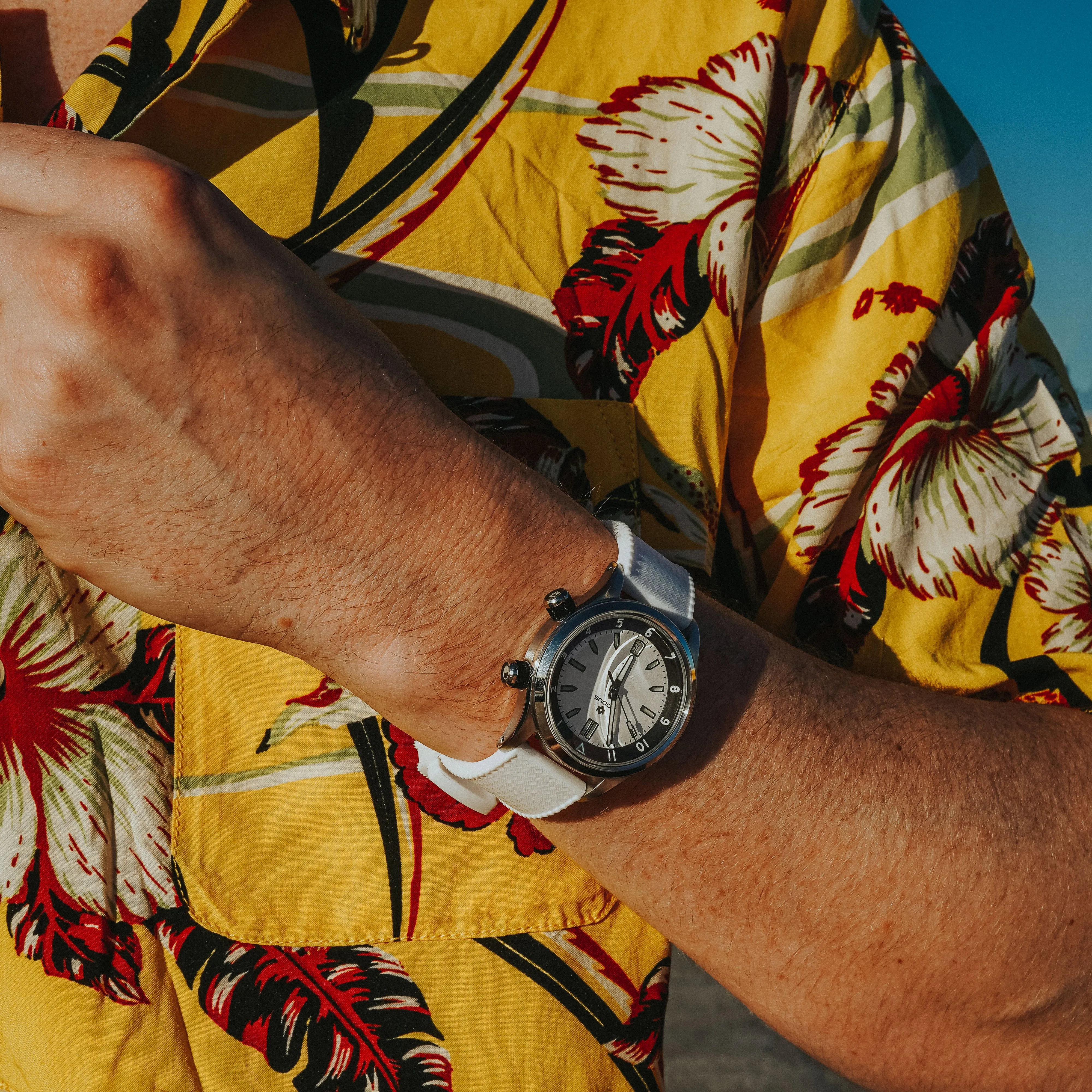 White Tropical Style Watch Band