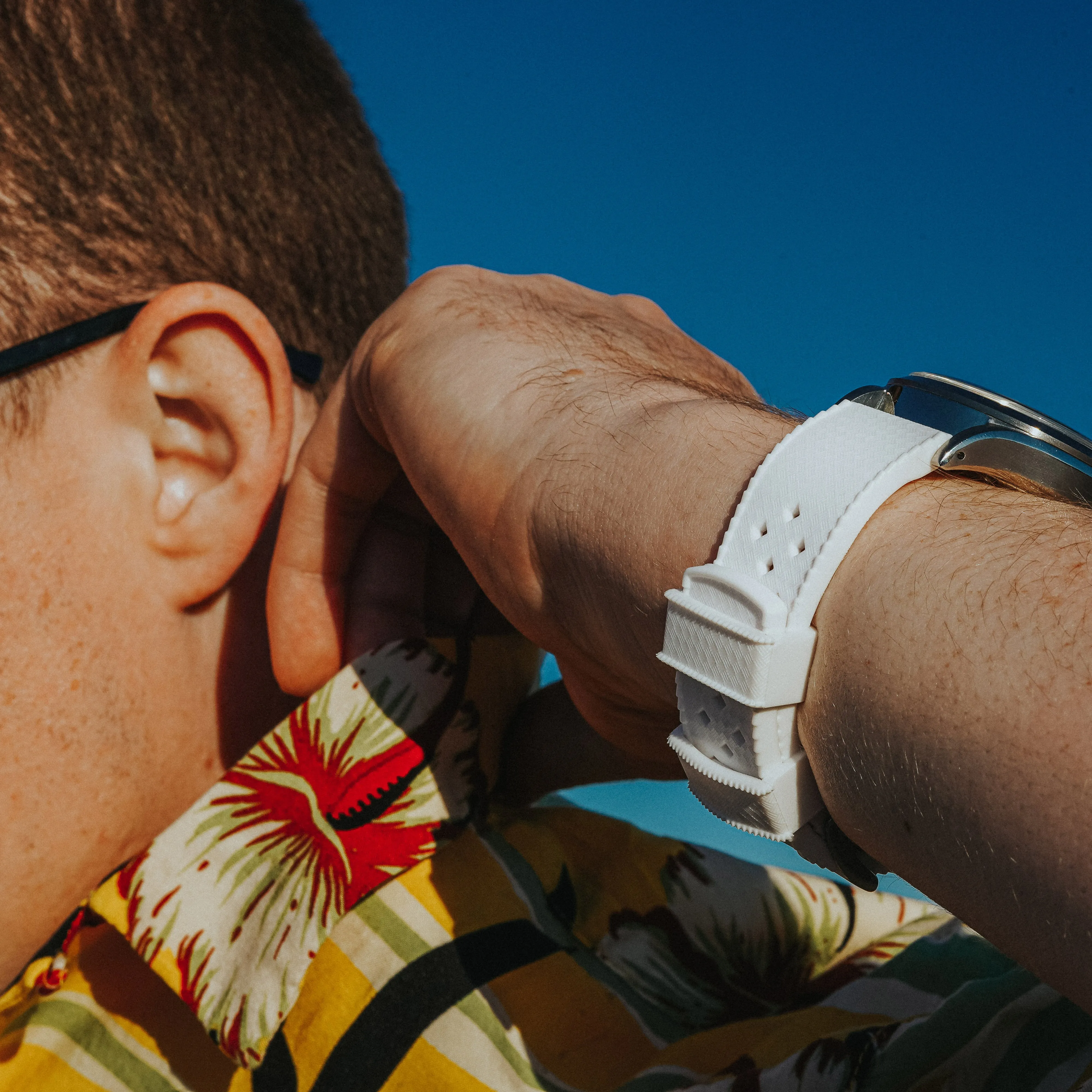 White Tropical Style Watch Band