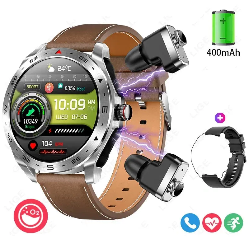 With Earbuds Bluetooth Headset  Music Sport  AMOLED Smartwatch